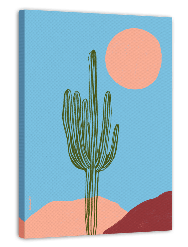 Boho Kaktus Illustration - Wüste mit Sonne