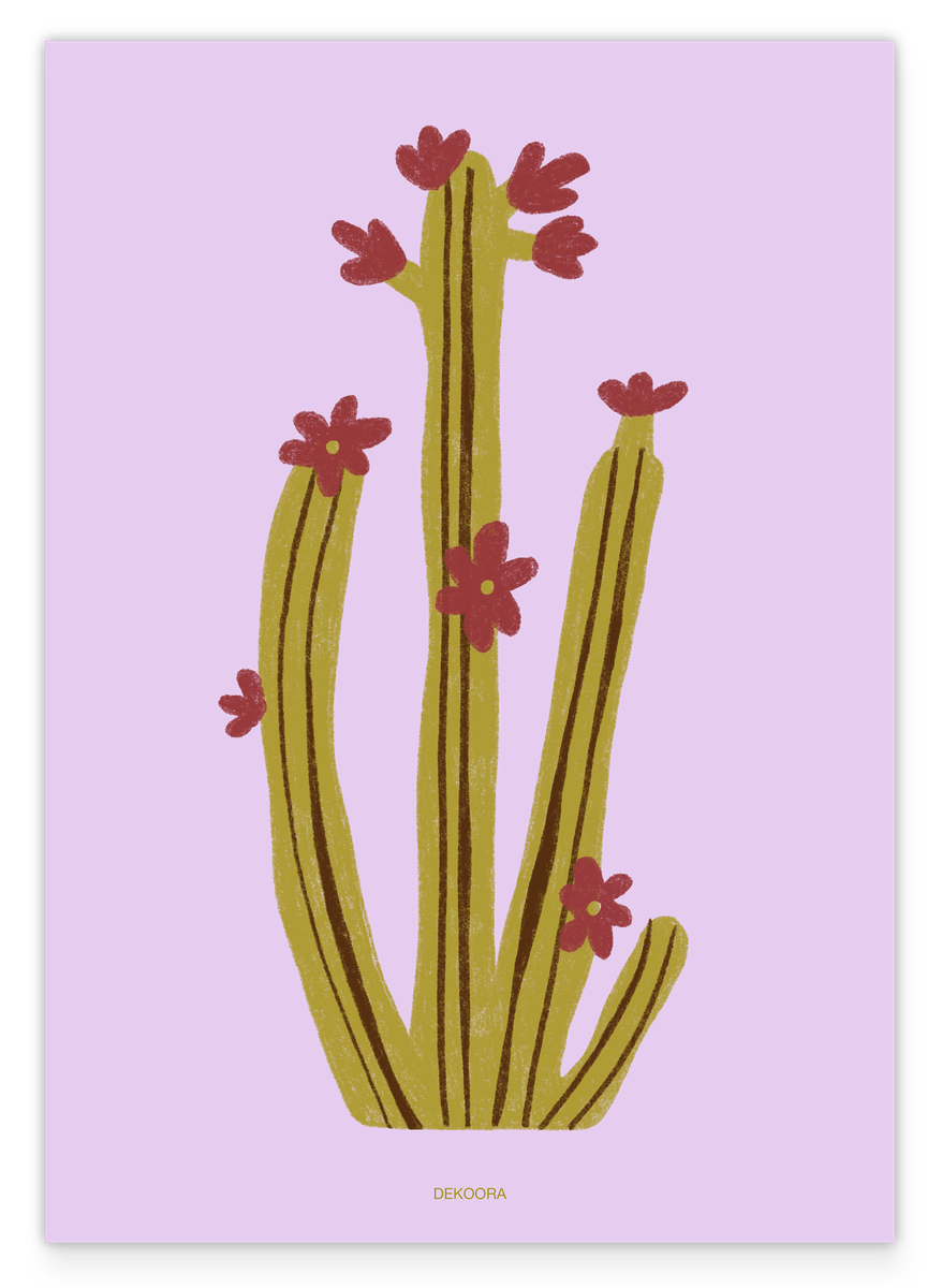 Kaktus mit Blüten - Moderne Pflanzen Illustration