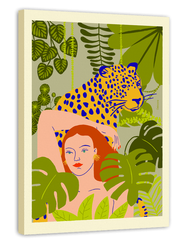 Green Jungle - Abstrakte Zeichnung mit Leopard
