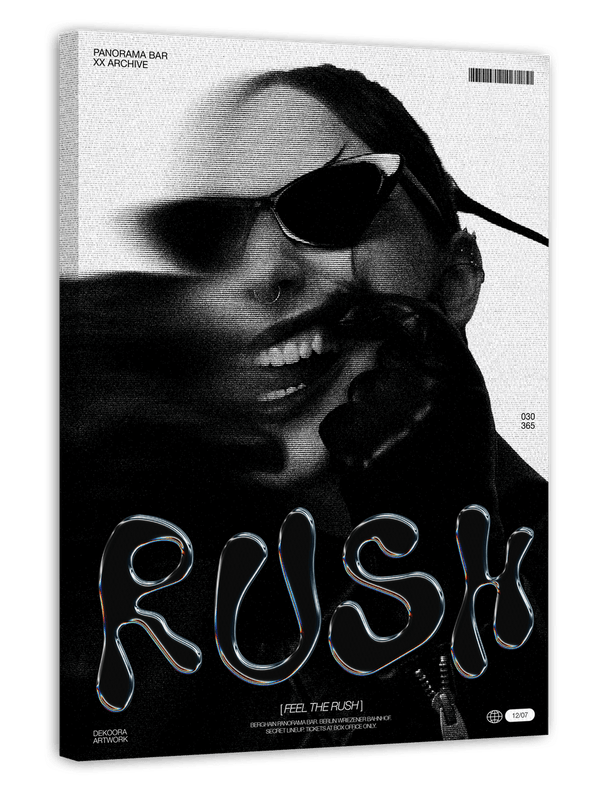 Feel the Rush - Moderne Typografie in Schwarz Weiß