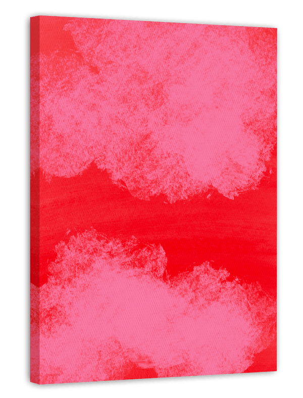 Rosa Wolken - Abstrakte Pinselkunst auf Rot