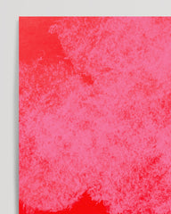 After Hover: Rosa Wolken - Abstrakte Pinselkunst auf Rot
