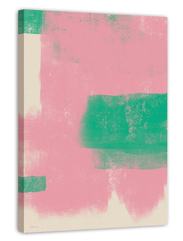 Abstrakte Fläche in Grün & Rosa - Modern Art Painting