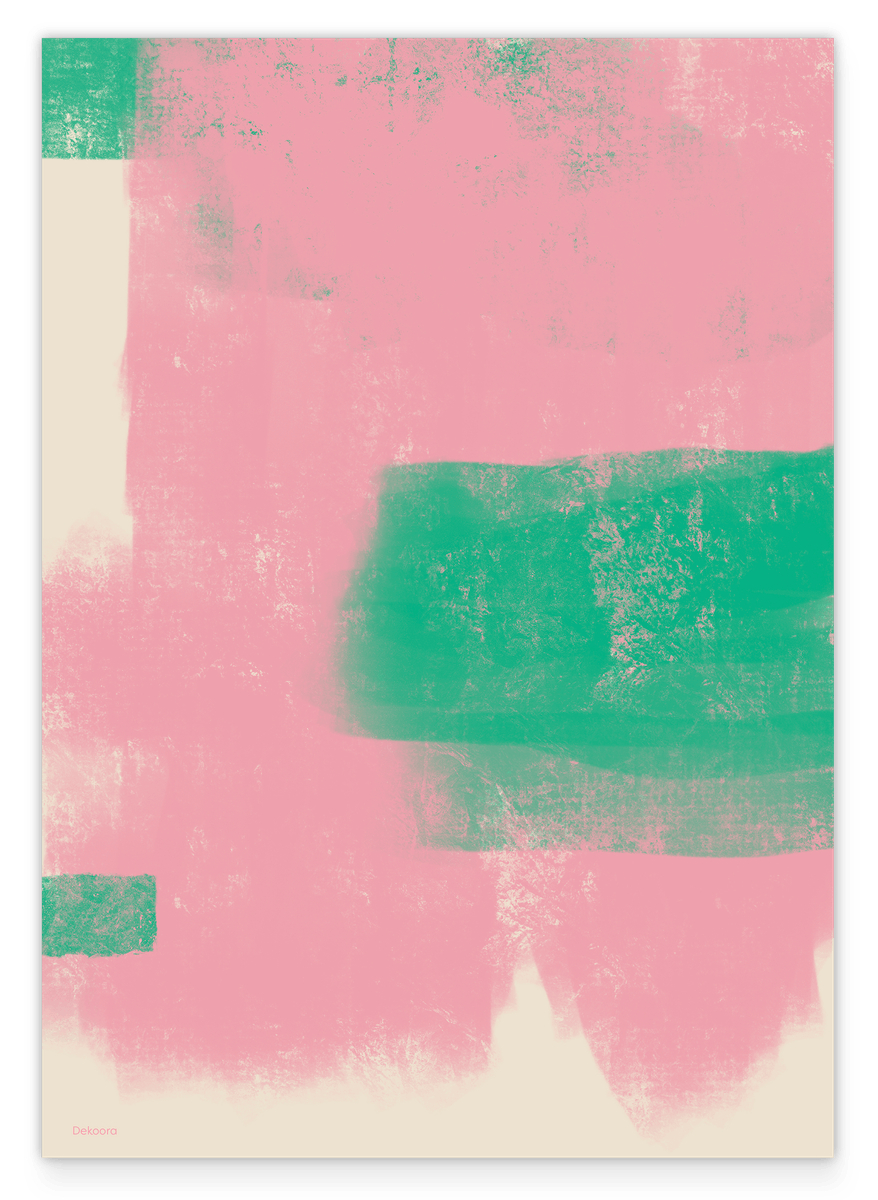 Abstrakte Fläche in Grün & Rosa - Modern Art Painting