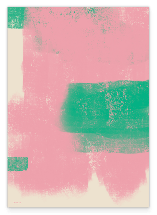 Abstrakte Fläche in Grün & Rosa - Modern Art Painting