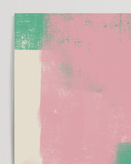After Hover: Abstrakte Fläche in Grün & Rosa - Modern Art Painting