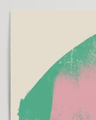 After Hover: Abstrakte Kunst - Grün und rosa Pinselstriche