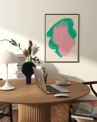 After Hover: Abstrakte Kunst - Grün und rosa Pinselstriche