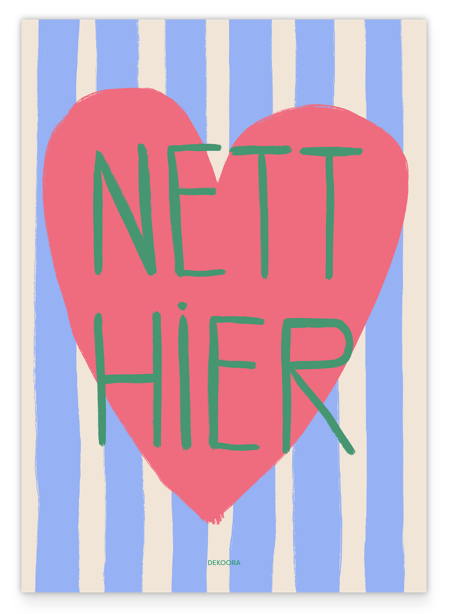 Nett Hier - Herz mit blauen Streifen