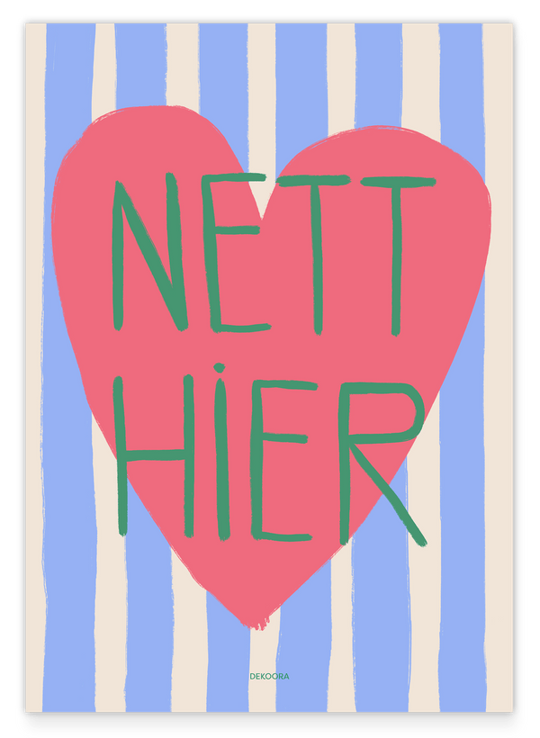 Nett Hier - Herz mit blauen Streifen