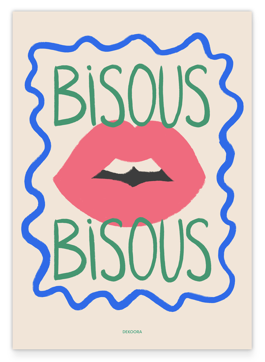 Bisous Bisous - Kussmund mit Spruch