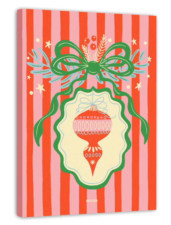 Festive Christmas Ornament - Red Stripes