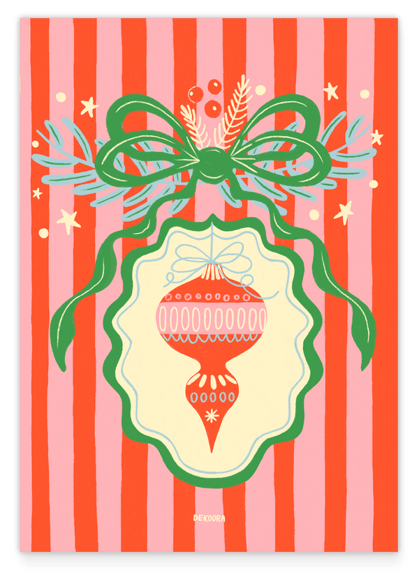 Festive Christmas Ornament - Red Stripes