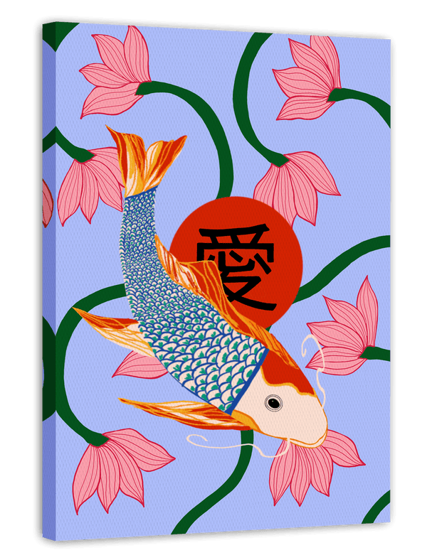 Japan - Koi Karpfen mit Lotusblumen