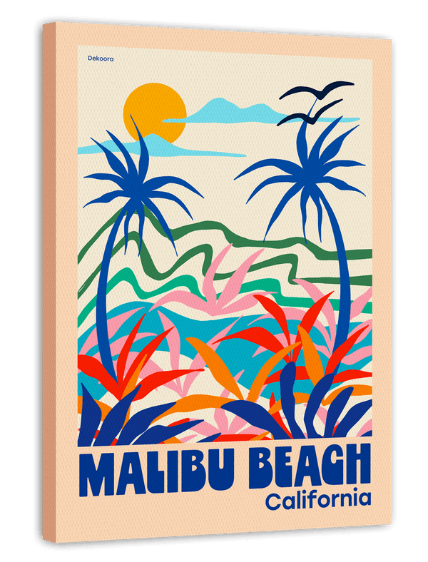 Malibu Beach California - Buntes Urlaubsbild mit Palmen