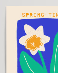 After Hover: Daffodil Season in Blau - Abstrakte Frühlingsblumen