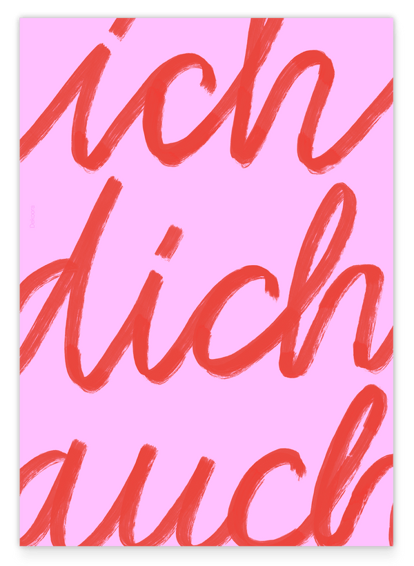 Liebe - Ich dich auch - Sprüche Typografie in Pink
