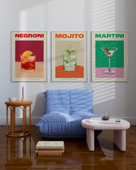 After Hover: Set aus 3 Postern: Cocktails Negroni, Mojito & Martini