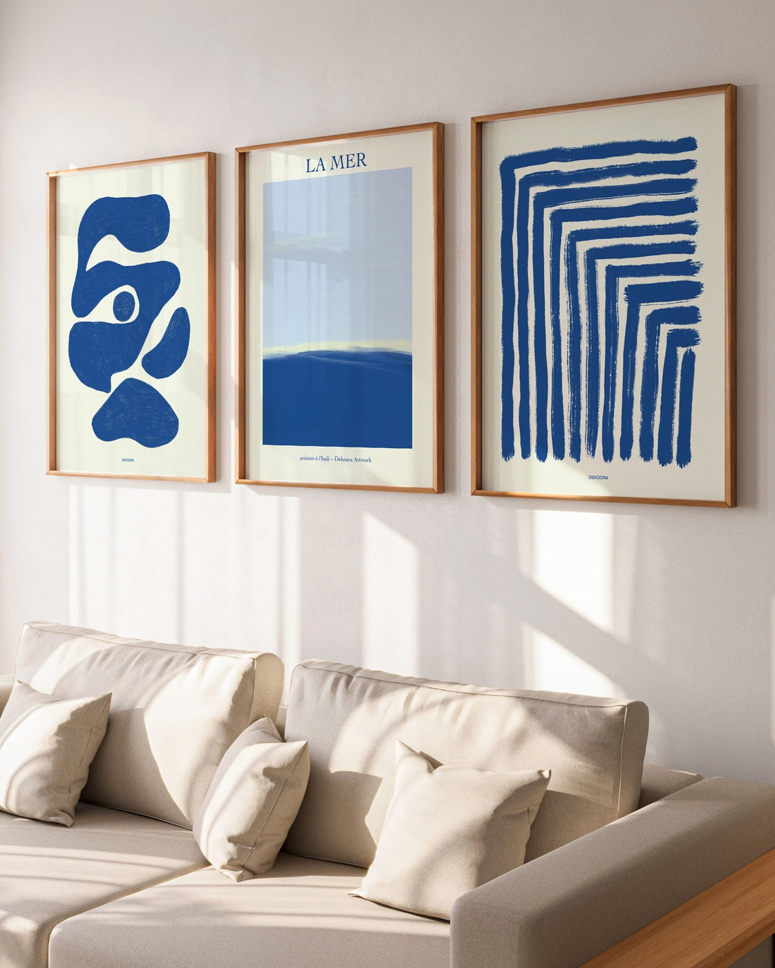 Set aus 3 Postern: Abstrakt in Blau