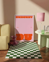After Hover: Spruch "Checkst du" in Orange und Rosa