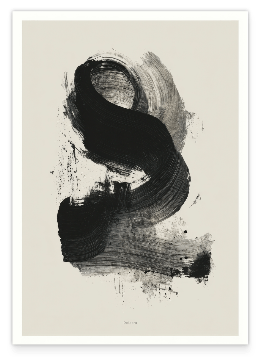 Black Brushpainting I - Abstrakte Wandkunst