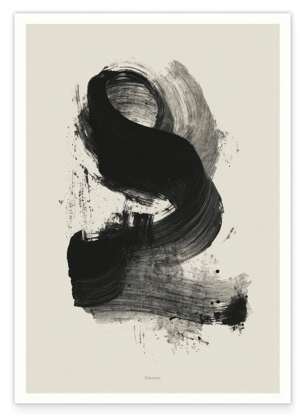 Black Brushpainting I - Abstrakte Wandkunst