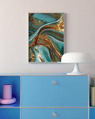 After Hover: Metallic Liquid No. 3 in Türkis und Gold