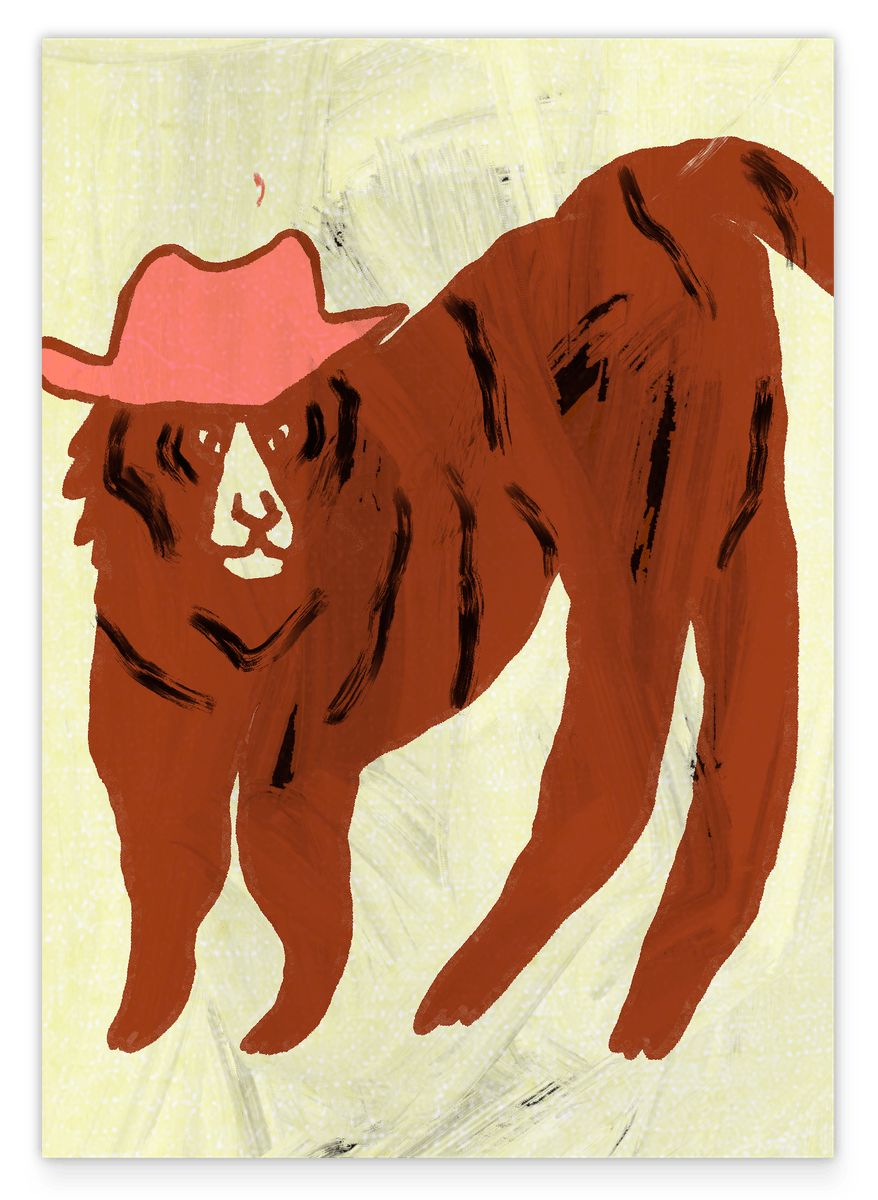 Abstrakter Tiger mit Cowboy-Hut
