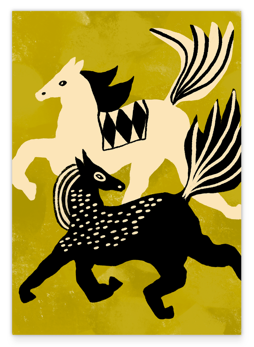 Retro Horses: Galoppierende Pferde