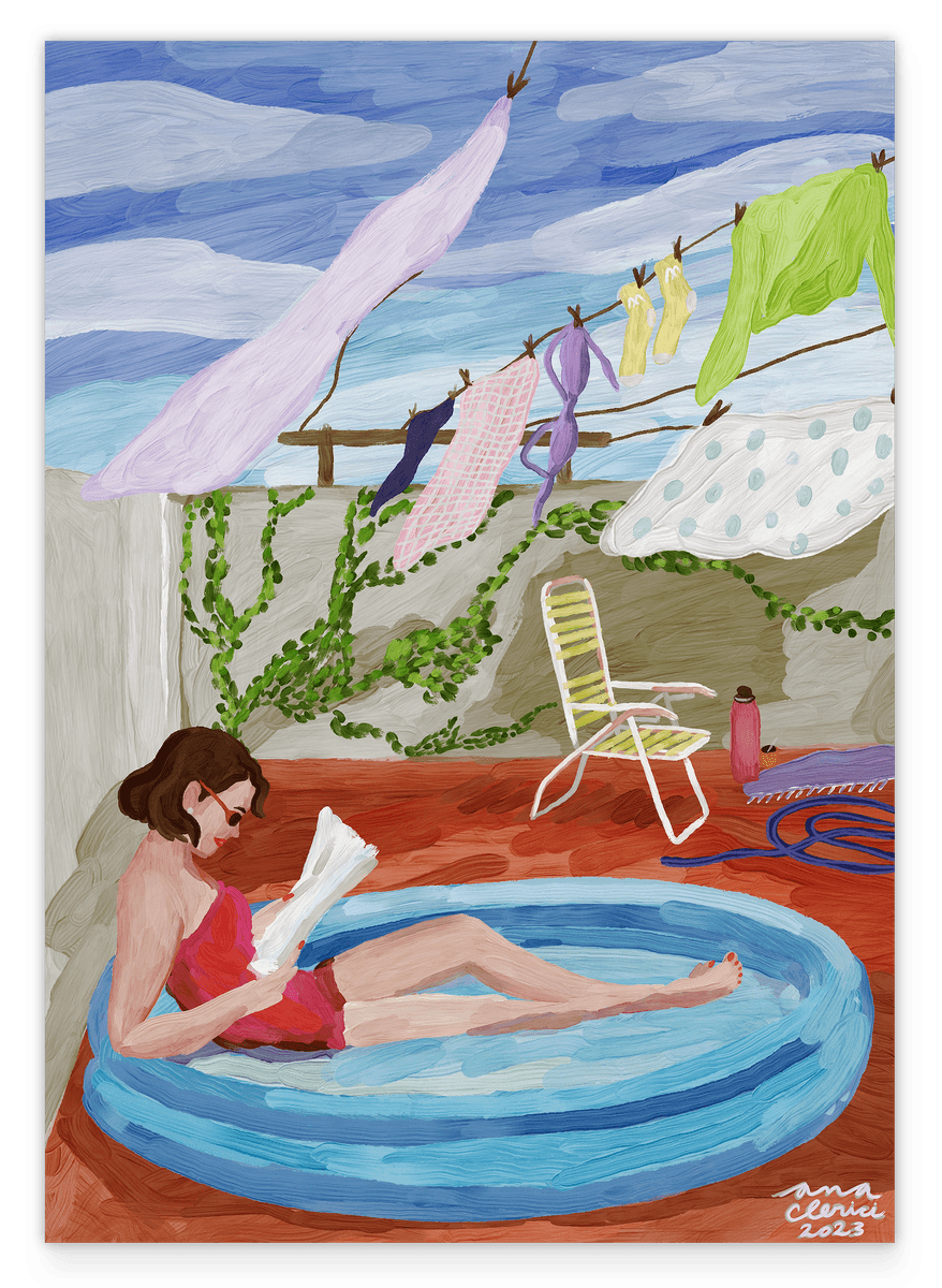 Pool Reading: Lesende Frau im Pool