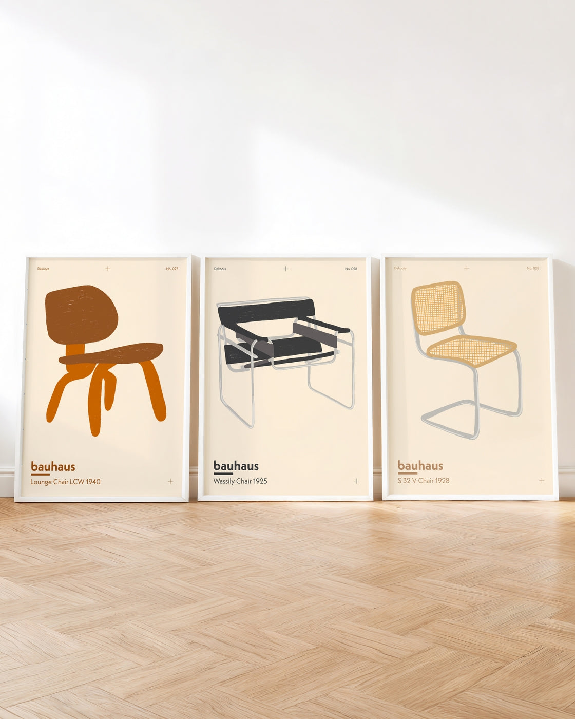 Set aus 3 Postern: Bauhaus Stühle