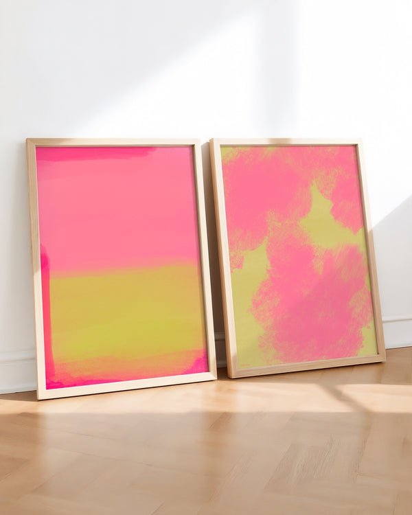 Set aus 2 Postern: Abstract Mustard & Rosé