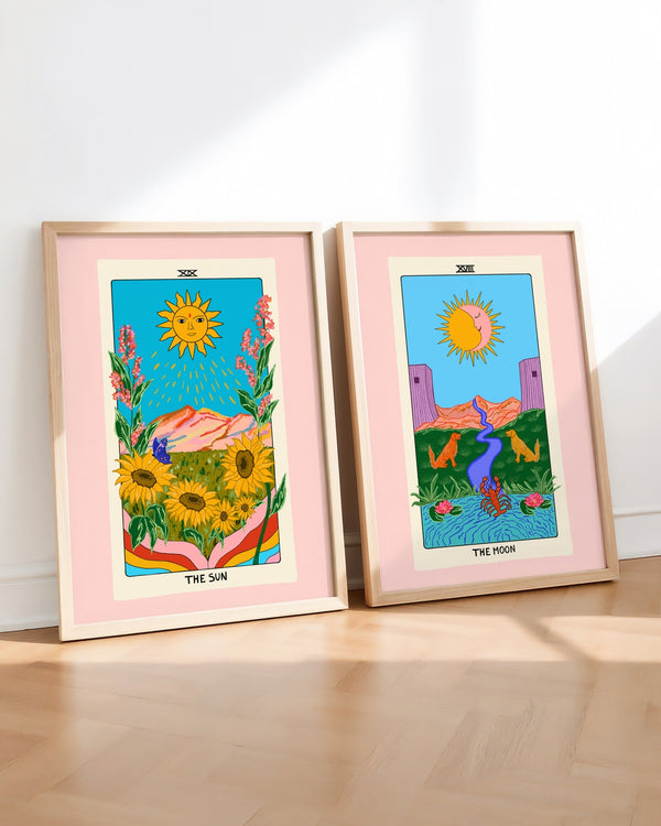 Set aus 2 Postern: Tarot Sun & Moon