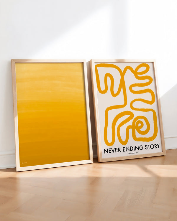 Set aus 2 Postern: Abstract Mustard Yellow