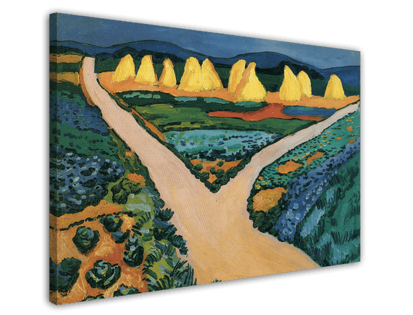 Landschafts-Gemalde Heuhaufen in grüner Landschaft