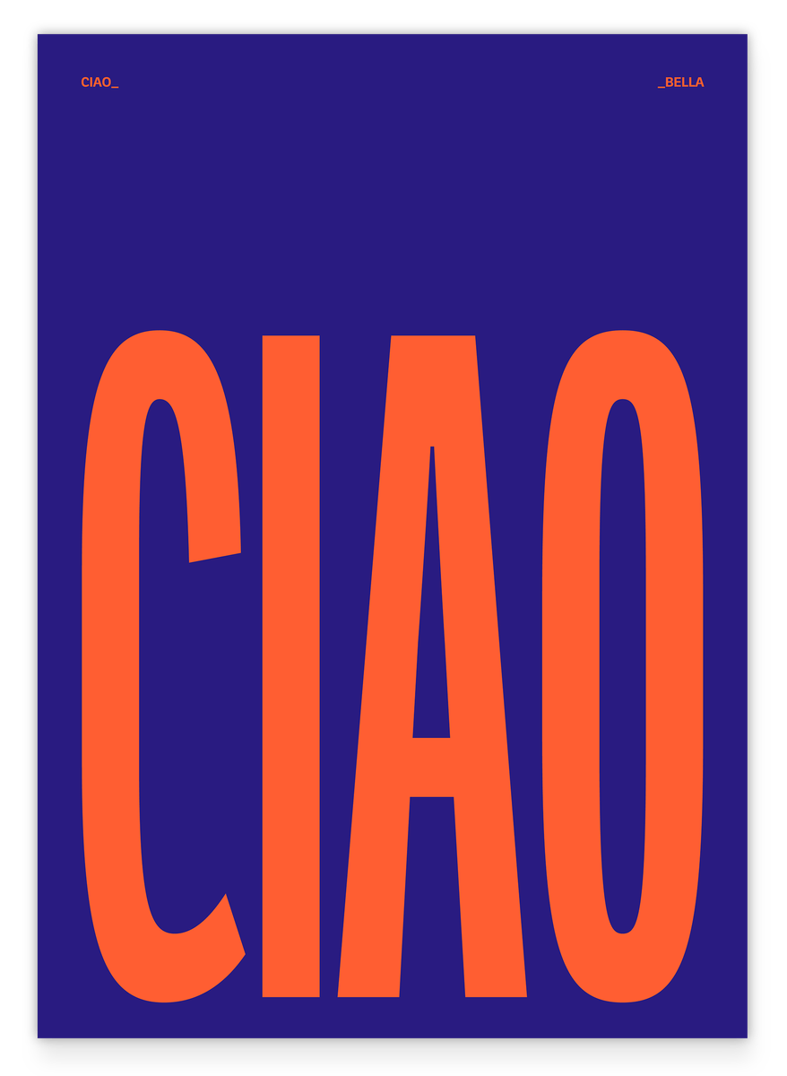 CIAO - Typografie Kobaltblau & Blutorange