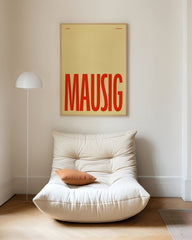 After Hover: MAUSIG - Typografie in Rot & Sandbeige