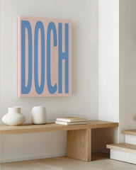 After Hover: DOCH - Typografie in Taubenblau & Altrosa