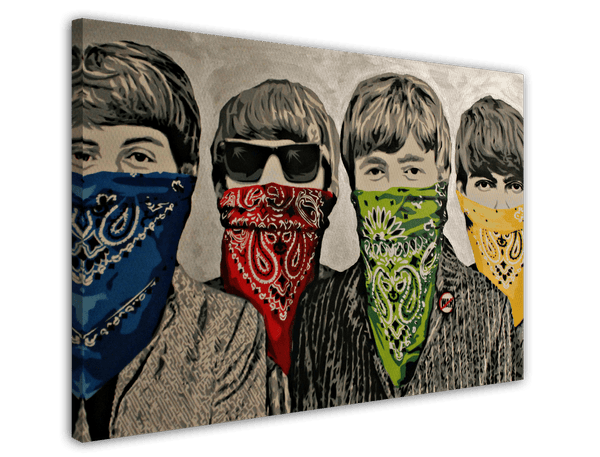 Banksy - Beatles Portrait Mund verdeckt mit Halstuch Street Art Graffiti
