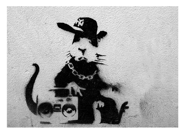 Banksy - Ratte mit Ghettoblaster Rat Graffiti Kunst Street Art