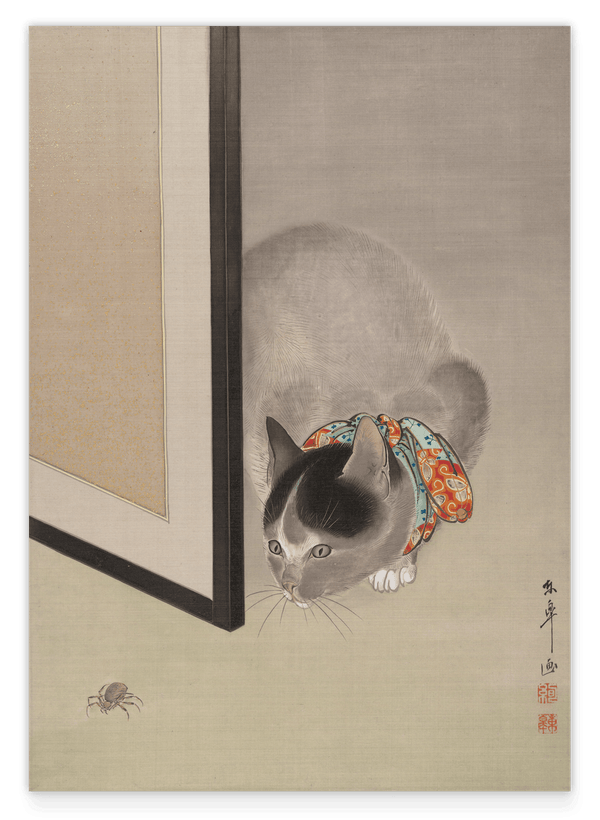 Ōide Tōkō - Katze beobachtet eine Spinne