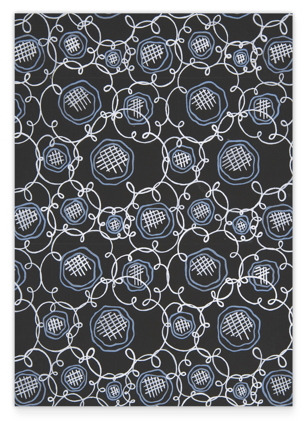 Paul Poiret zugeschrieben - Stoffdesign mit abstrakten Blumen & Rauten