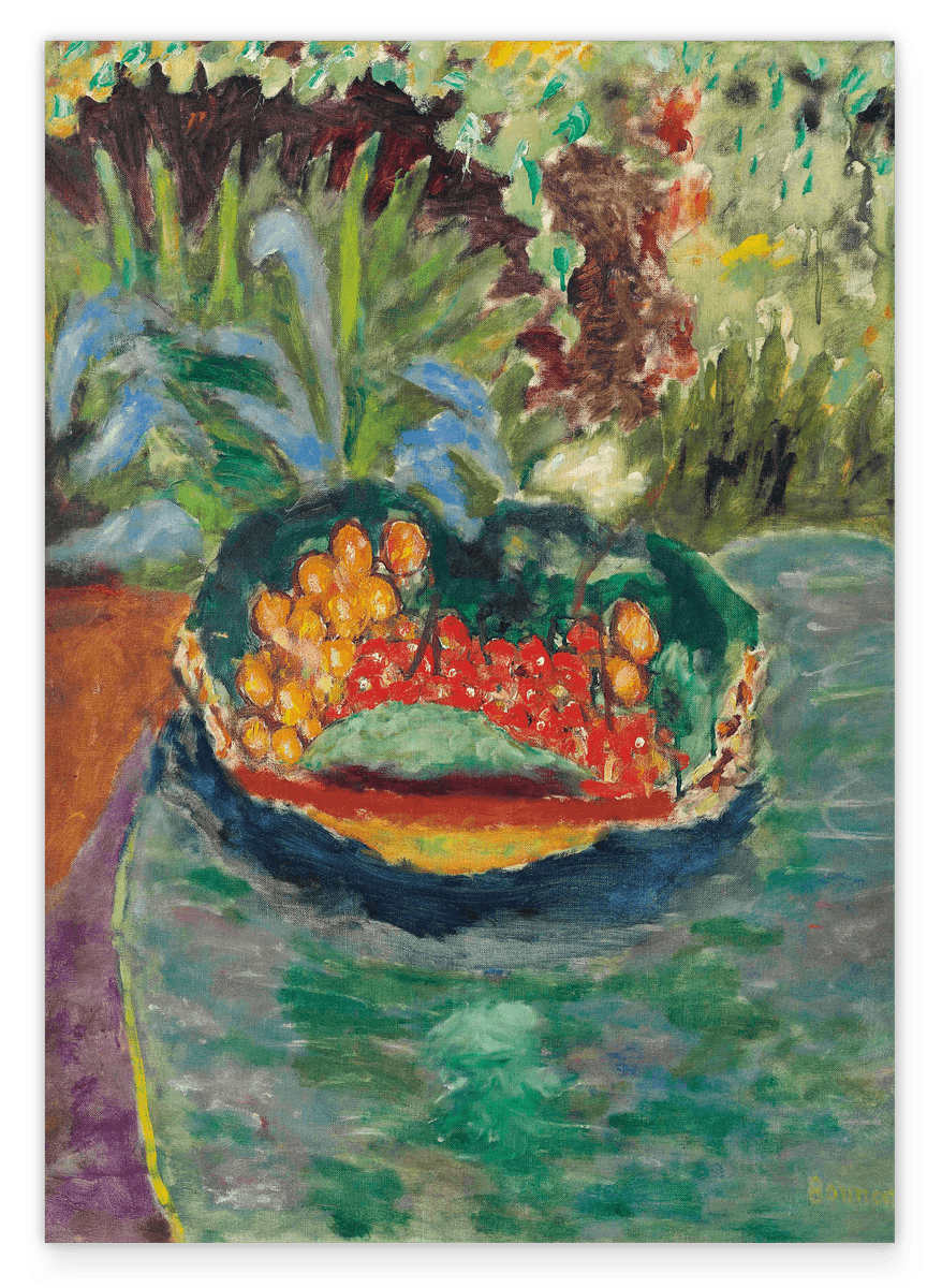 Pierre Bonnard - Korb mit Früchten auf einem Tisch im Garten von Le Cannet