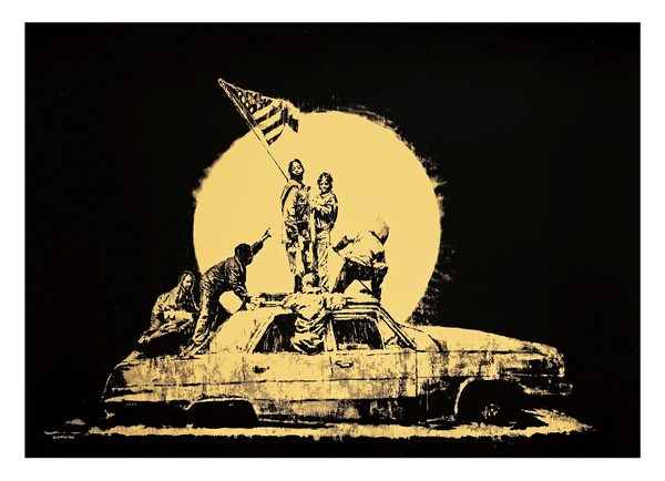 Amerika USA, Street-Art Banksy - Moderner Kunstdruck - Perfekt als Geschenk, Wohnzimmer, Inneneinrichtung Deko