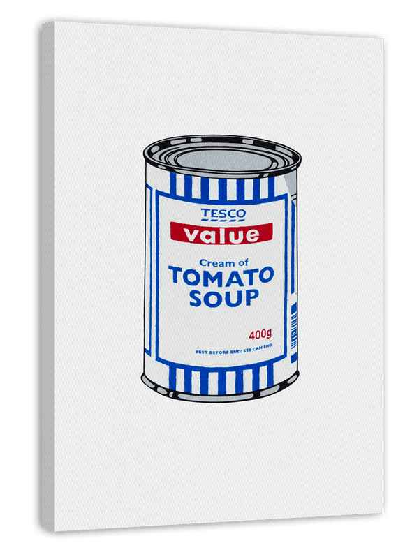 Banksy Dose - Tomato Soup in Weiß - Modern Street-Art Kunstdruck in vielen Größen
