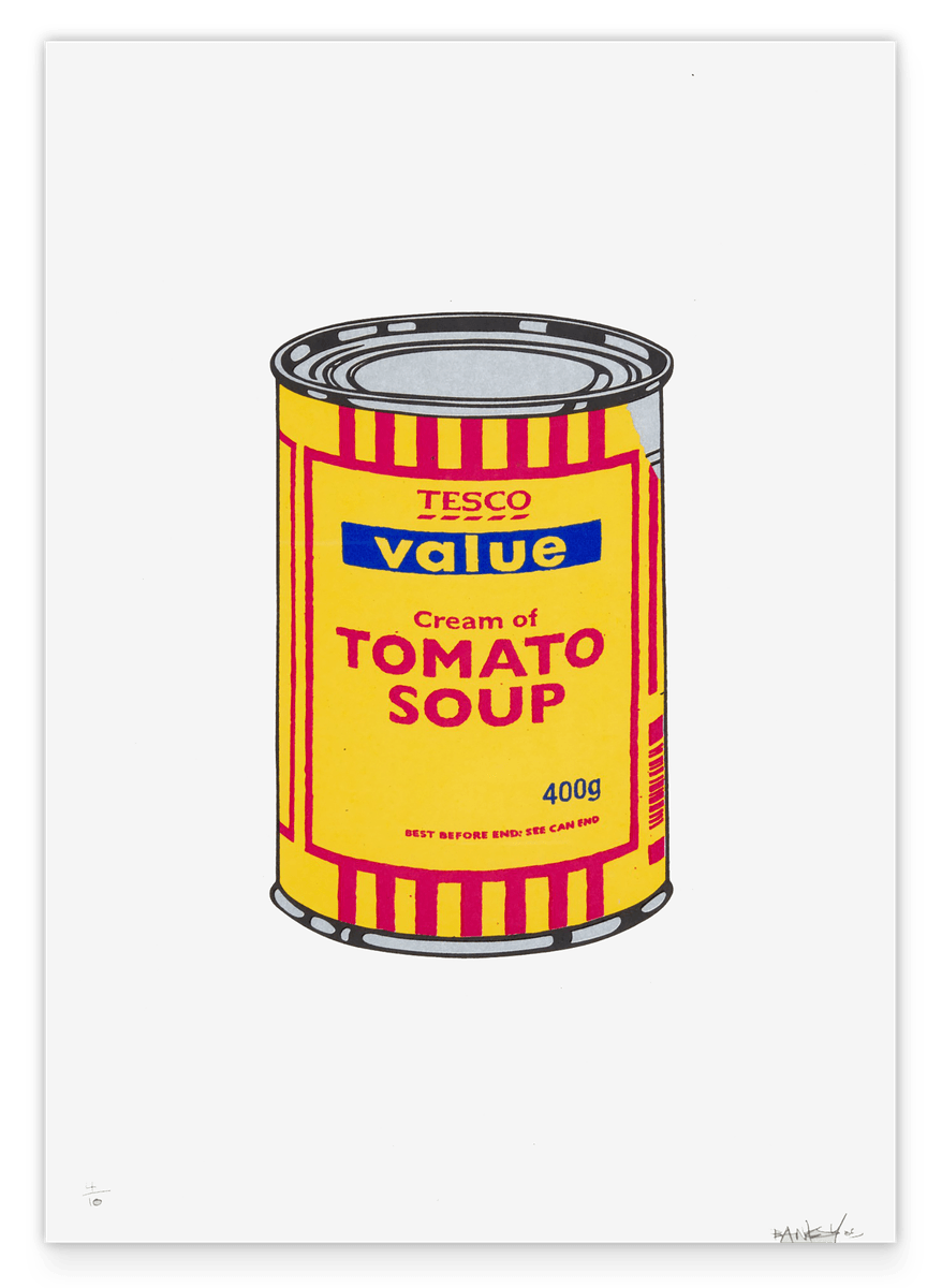 Banksy Dose - Tomato Soup in Gelb - Kunstdruck Modern Street-Art Marketing