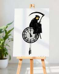 After Hover: Banksy Lebenszeit - Uhr als Vergänglichkeit - Moderner Kunstdruck Wanddekoration, Klein bis Groß XXL