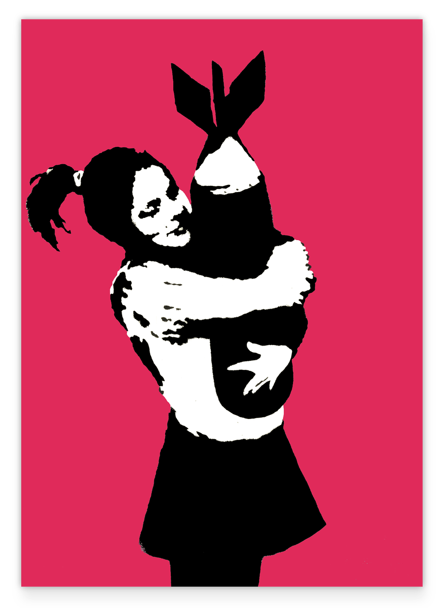 Banksy Mädchen - Pop-Art Modern Street-Art - Moderner Kunstdruck Klein bis Groß XXL, Geschenk, Wohnzimmer, Schlafzimmer