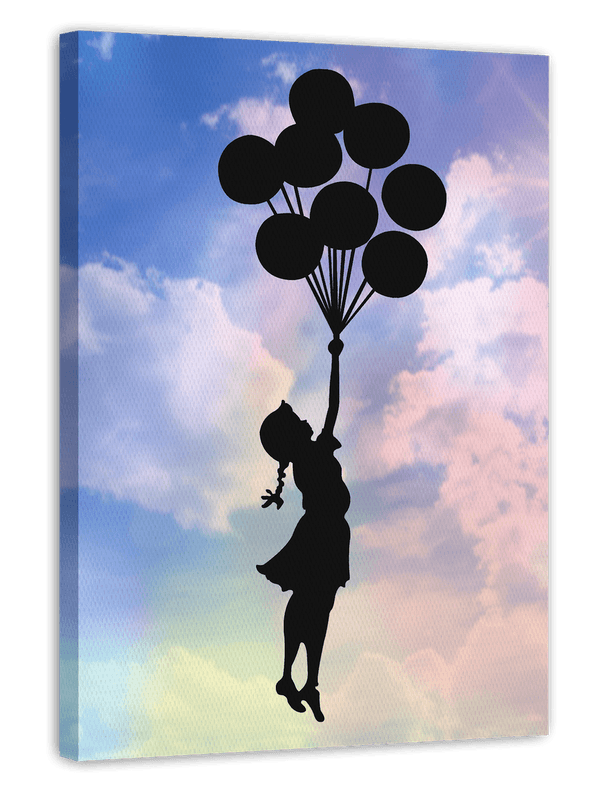 Banksy Mädchen Mit Luftballons - Fliegen und Freiheit - Street-Art Moderner Kunstdruck Canvas