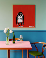 After Hover: Banksy Street-Art - Affe mit Message - Moderner Kunstdruck Wanddekoration, Klein bis Groß XXL - Canvas Perfekte als Geschenk - Inneneinrichtung Deko